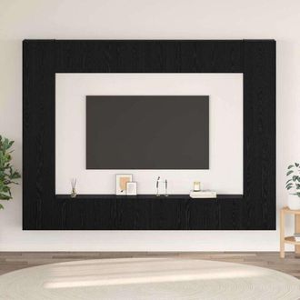 vidaXL Vidaxl - Conjunto De Mueble De Tv Montaje En La Pared 10 Pcs Roble Negro