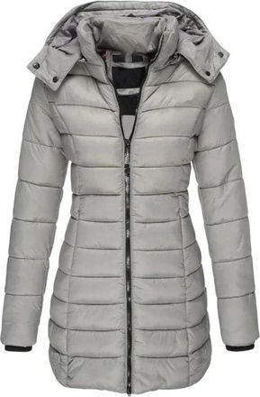 Generic Womens Thickened Warm Solid Color Zipper Coat, Long Sleeve Mid-Length Slim Fit Hooded Down Jacket