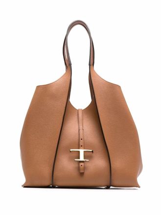 Tod's Brown T Timeless Leather Tote Bag