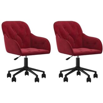 vidaXL Sillas De Comedor Giratorias 2 Unidades Terciopelo Rojo Tinto Vidaxl