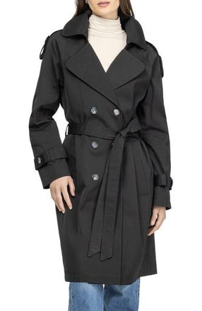 Gorski Lightweight Belted Trench Coat in Black at Nordstrom, Size X-Small