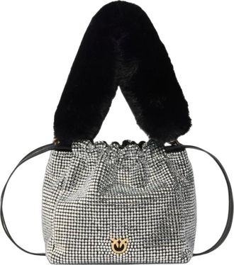 Pinko Pouch Full Strass - Dames - Schoudertassen - Zwart - ONE Size - Tassen