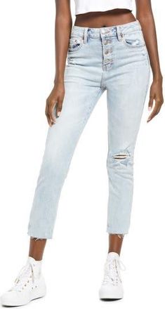 Daze Daily Driver High Waist Button Fly Straight Leg Jeans in Winner at Nordstrom Rack, Size 24