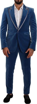 Dolce & Gabbana Mens Velvet Suit Slim Fit - Blue - Size EU 48 (Mens)