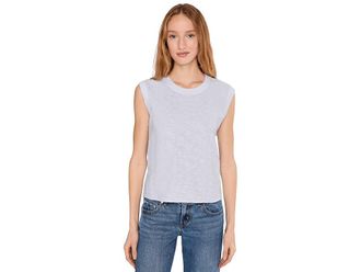 Mod-o-doc Cap Sleeve Crew T-Shirts Womens Clothing White : LG (US 12-14), Cotton