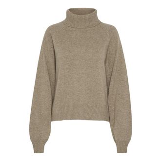 Gestuz Korte Pullover met Hoge Hals - Dames - Coltruien - Beige - XS - Wol - Truien & Vesten
