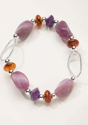 Fat Face FatFace Purple Beaded Stretch Bracelet