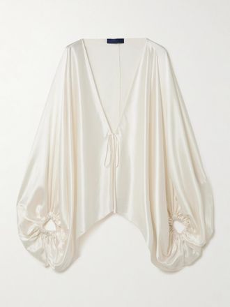 Sharon Wauchob Blusa Oversize In Raso Di Seta Cul - Bianco