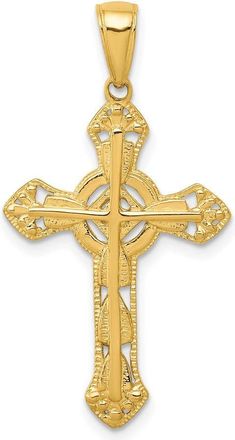 Diamond2Deal 14k Yellow Gold Fancy Cross Pendant