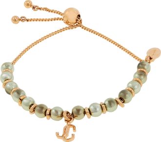 Jimmy Choo London Beaded Chain Bracelet with JC Logo Charm