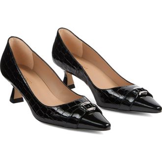 L.k. Bennett Jen Croc Embossed Pointed Toe Pump in Black at Nordstrom Rack, Size 6Us / 36Eu