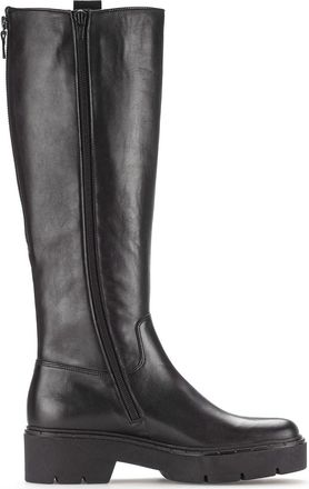 Gabor Black Tall Polished Side Zipper Leather Ankle Boots