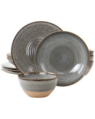 Gibson Home 12Pc Dreamweaver Round Earthenware Dinnerware Set