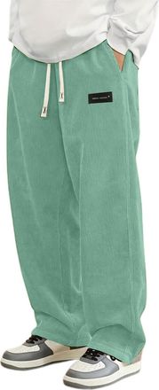 Generic DFEK Mens Corduroy Trousers Baggy Jeans Loose Fit Wide Leg Vintage Elastic Drawstring Waist Casual Lounge Sweatpants for Streetwear & Daily Wear (Ligh