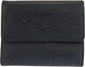 Chanel Black Leather Wallet (Bi-Fold) (Pre-Owned)