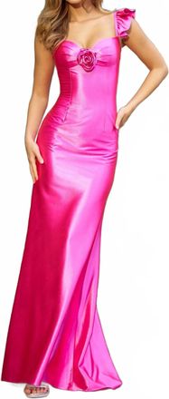 Sherri Hill Ruffled Sleeve Fitted Dress In Bright Pink
