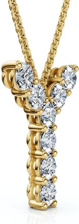 Pompeii3 1Ct Diamond Initial Y Pendant 14k Gold 18 Necklace Lab Grown 5/8 Tall