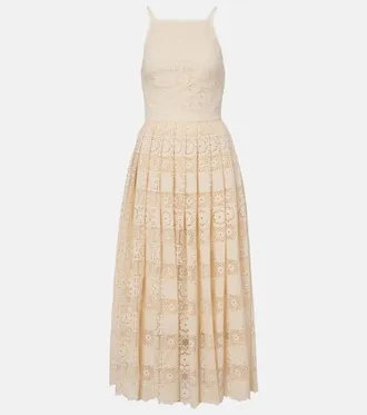 Elie Saab Abito midi in pizzo di misto seta e cotone