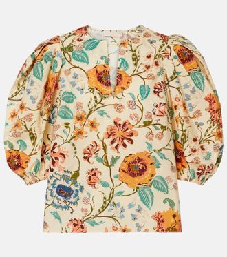 Ulla Johnson Top Florielle in cotone con stampa floreale