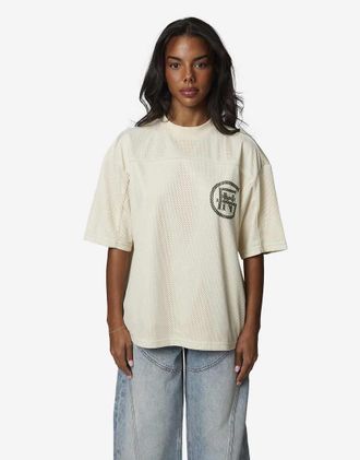 Good For Nothing T-shirt a doppio strato in jersey a rete color crema-Bianco