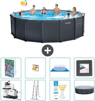 Intex Piscina Graphite Panel Redonda - 478x124 Cm - 9-piezas S525