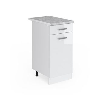 Vicco Mueble Bajo De Cocina R-line, Blanco Alto Brillo, 40 Cm, Et M&aacute;rmol