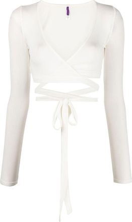 Maison Close ribbed wrap-design top - women - Spandex/Elastane/Modal - S - Neutrals
