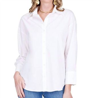 Jade Yoga Split V-Neck Collar Blouse In White