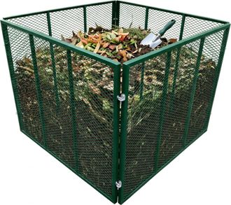 Relaxdays Compostador Met&aacute;lico Relaxdays, Para Jard&iacute;n, 80x100x100 Cm Alxanxp, 800 L, Para Hojas, Malla De Acero, Verde
