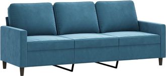 vidaXL Divano A 3 Posti Blu 180 Cm In Velluto - Vidaxl