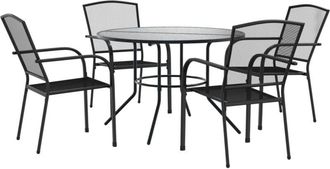 vidaXL Stackable Garden Chair Set 5 pcs Anthracite Powder-coated Steel vidaXL