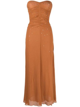 Forte_Forte crystal-embellished silk maxi dress - Brown