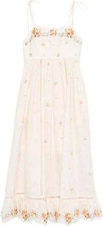 Zimmermann Patience cami floral embroidered midi dress - women - Linen/Flax/Cotton - 0P - Neutrals