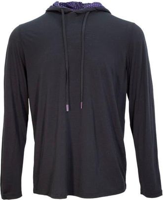 Lords of Harlech Hugo Extra Fine Merino Wool Lightweight Hoodie in Black at Nordstrom, Size Xx-Large