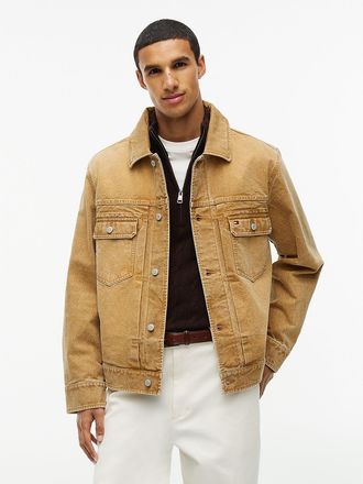 Tommy Hilfiger Mens Garment-Dyed Denim Jacket - Washed Brown - XXXL