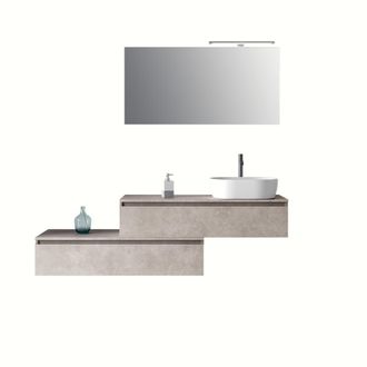 Aquadesign Mueble de ba&ntilde;o de 5 piezas en melamina color beige piedra