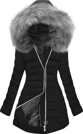 Generic Winter Jackets for Women Uk Waterproof Long Winter Coats Ladies Windbreaker Puffer Parka Coat with Fur Hood Fleece Lined Trench Coat Thermal Clothes P