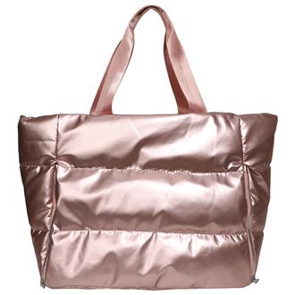 Generic Puffer Tote Bag for Women with Zipper Handbag Nylon Quilted Puffy Tote Bag Large Capacity Satchel Purse for Work Travel Gym (Pink)