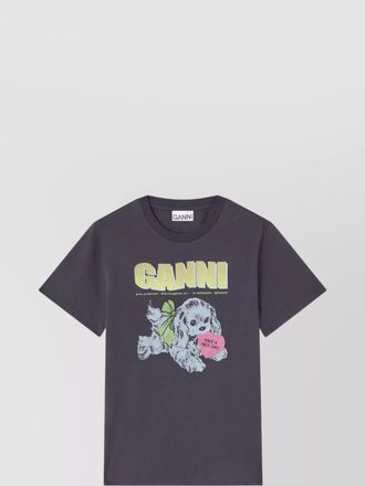 Ganni organic cotton t-shirt featuring dog graphic