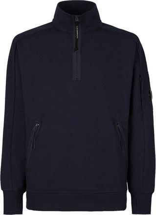 C.P. Company Quarter-zip Sweatshirt - Heren - Vesten met rits - Blauw - M - Katoen - Hoodies & sweatvesten