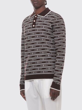 Casablanca Polo in maglia di lana a maniche lunghe con logo a contrasto