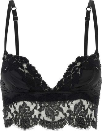 Dolce & Gabbana Sleeveless Tops, female, Black, Size: L Black Stretch Satin Bra