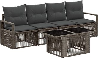vidaXL Conjunto De Sof&aacute;s De Jard&iacute;n 5 Uds. Gris Y Gris Oscuro Vidaxl