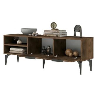 Dmora Mueble Para Tv Sambuci, Un Estante, 2 Puertas, 5 Compartimentos, 160x30x50h Cm Marr&oacute;n Nogal