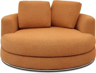Castlery Hamilton Swivel Armchair 51.2 Customized, Performance Boucle, Rust, Spill Resistant, 360-&deg; Swivel for Castlery Chairs