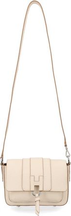 Hogan Neutrals Flap Ring Accent Calf Leather Shoulder Bag