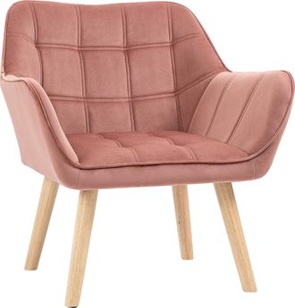 OEM Butaca De Sal&oacute;n Moderna Tapizado En Terciopelo Con Asiento Ancho Patas De Madera Sill&oacute;n Relax Para Sala De Estar Rosa