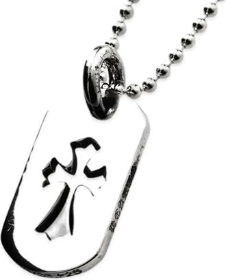 Chrome Hearts cut-out cross dog tag pendant - unisex - Sterling Silver - One Size