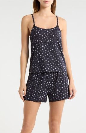 French Connection Print Pointelle Knit Short Pajamas in Utility Blue at Nordstrom, Size X-Large