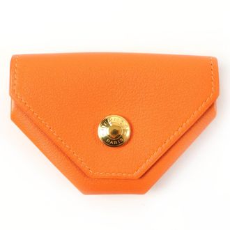 Herm&egrave;s Orange Leather Coin Purse/Coin Case (Pre-Owned)